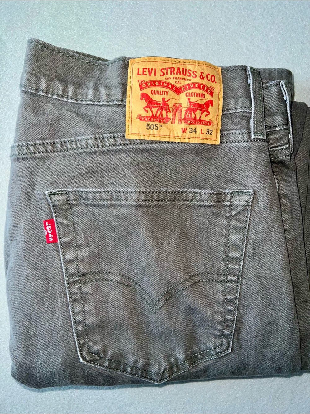 Men’s Levi's 505™ Regular Fit Jeans – Grey – Size 34x32